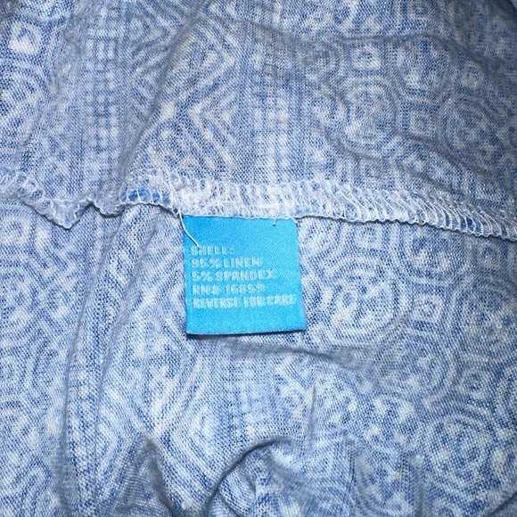 J. McLaughlin Short Sleeve Linen T Shirt Blue and White L Large Lightweight - Picture 5 of 5